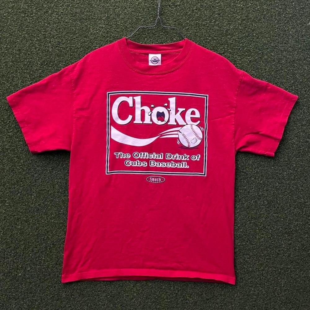 Y2K Smack Apparel Choke Chicago Cubs Parody T-Shirt Red Mens Medium Delta Magnum